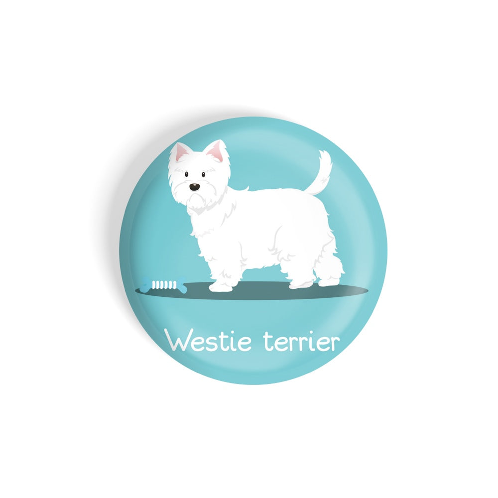dhcrafts Round Fridge Magnet Blue Color Westie Terrier Pet Dog Glossy Finish Design Pack of 1